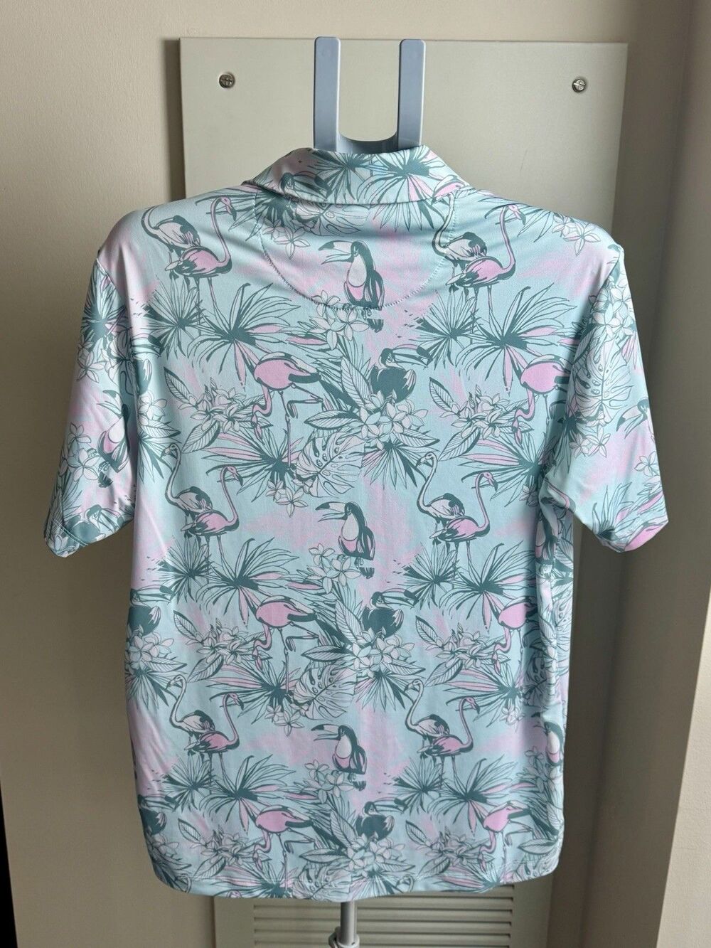 Bad Birdie Bird Watch Men's Flamingo Polo M Tropical Golf Performance - Picture 5 of 9